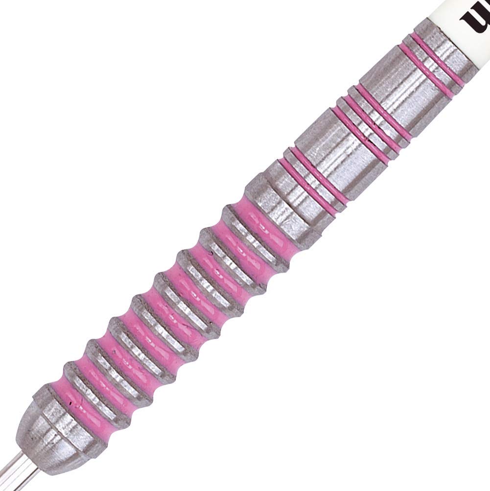 Unicorn Steel Tip Darts Set | Autograph Series Style 1 | 80% Natural Tungsten Barrels with Pink Accents | 22 g