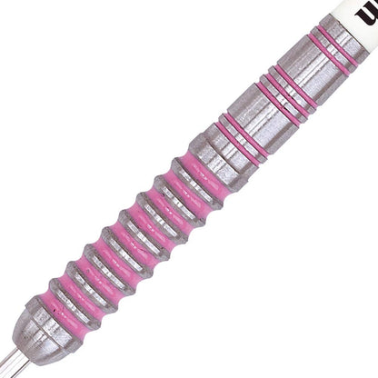 Unicorn Steel Tip Darts Set | Autograph Series Style 1 | 80% Natural Tungsten Barrels with Pink Accents | 26 g