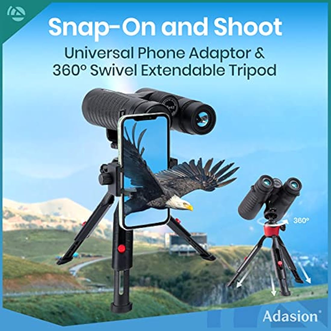 12x42 HD Binoculars for Adults High Power with Phone Adapter and Tripod- Super Bright Binoculars with Large View- Lightweight Waterproof Binoculars for Bird Viewing Stargazing Cruise Travel Hiking