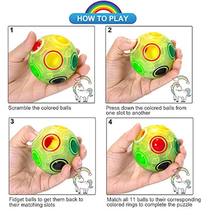 Vdealen Magic Rainbow Puzzle Ball- Fidget Ball 3D Puzzle Stress Reliever Brain Teaser Travel Toy- Birthday Party Easter Christmas Stocking Fillers Gift Toy for Kids Teens Adults- 3 Pack