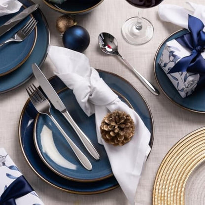 Viners Eden 24 Piece Elegant Mirror Polished Stainless Steel Flatware Gift Box, Silver