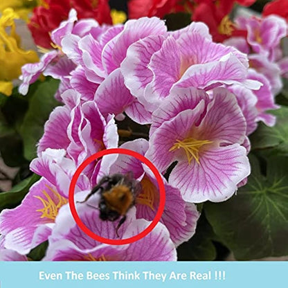 Garden 365 Artificial Pansy Flowers - Fake Plants for Outdoor or Indoor Use - Faux Flower Decorations with Fade Resistant Colour - POTS NOT INCLUDED (5 Pack - Pink)