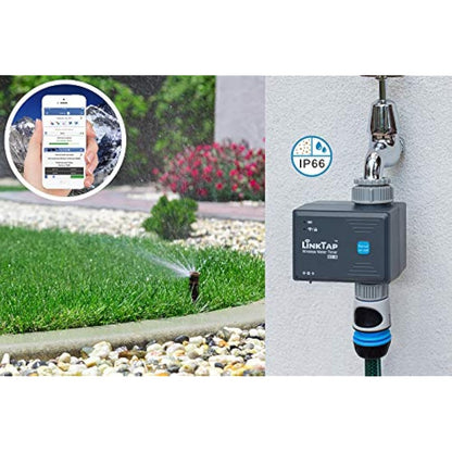 LinkTap G1S Wireless Water Timer & Gateway - Cloud Controlled Smart Tap Hose Timer & App, Remote Irrigation for Garden, Weather Awareness, Manual Control & Digital Lockout, 2 Year Battery Life, IP66