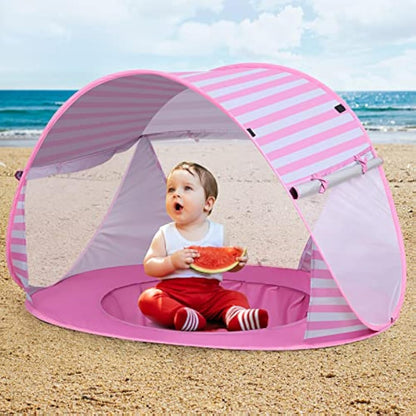 Pop up Beach Tent Outdoor Automatic UV Protection baby Portable Shade Sun Shelter Canopy Tent for Family Garden Camping Picnic (Pink)