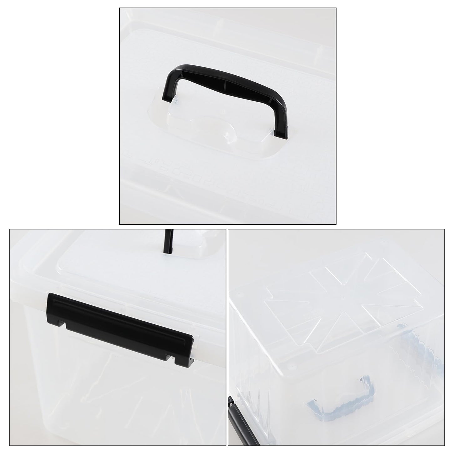 Melontray 10 L Clear Plastic Storage Box with Lid, 4 Pack Latch Storage Boxes