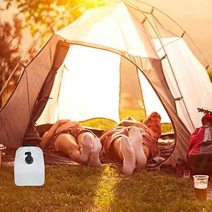 Relaxdays Water Canister with Tap, 15 litres, Camping Container, BPA-Free Plastic, Wide Opening, Handle, White/Black