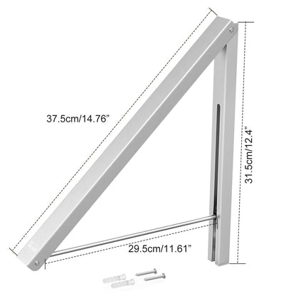 Anjuer Folding Clothes Drying Rack Airer Non-corroding Aluminum Wall Mounted Coat Hanger Rack Space Saving Home Bedroom Storage Suit Hangers Silver