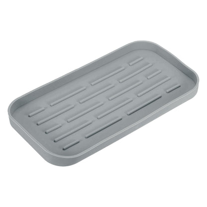 sourcing map Silicone Kitchen Sink Organizer Tray, Silicone Soap Dispenser Tray Soap(Grey)