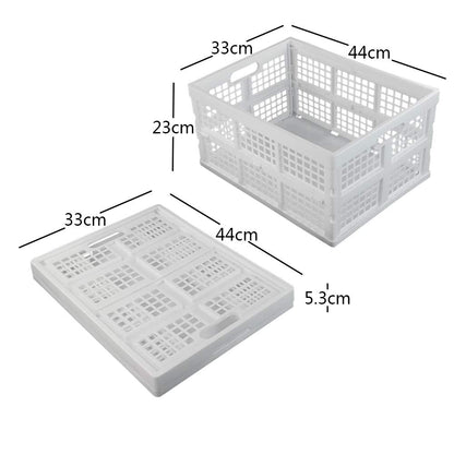 Asking Set of 3 Plastic Stackable Filding Storage Crate, 30 L Collapsible Storage Basket, White