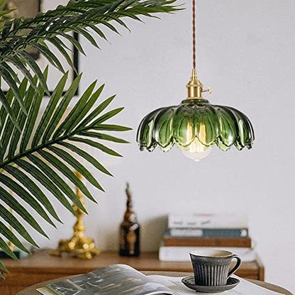 XZHGCEE Glass Pendant Light Green Ceiling Light, Hanging Ceiling Lights Vintage Pendant Light, Pendant Lights for Kitchen Island Bedroom Hallway Study Room Coffee Bar