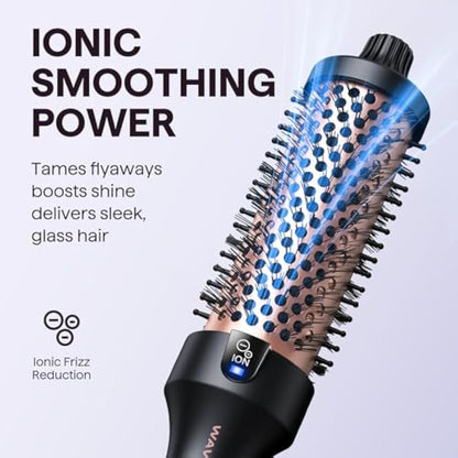 Wavytalk Thermal Brush, Blowout Boost Ionic Heated Hot Round Brush, to Make Hair Smoother & Shinier, Easy to Use & Less Damage, 38mm Barrel, 5 Temperature Settings, Dual Voltage, UK Plug, Rose Gold