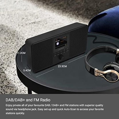 LEMEGA IR4S Stereo WIFI Internet Radio,Portable DAB/DAB+/FM Digital Radio,Spotify Connect,Bluetooth Speaker,Dual Alarms Clock,60 Presets,Headphone-Output,Batteries or Mains Powered -Black