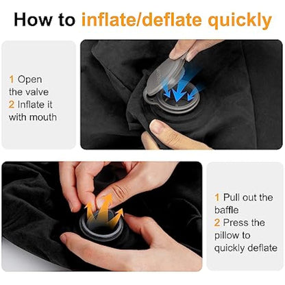 Maliton Airplane Footrest, Inflatable Foot Rest for Kids, Adjustable Height Travel Pillow On Airplanes, Cars, Travel, Office, Toddler Airplane Travel Essentials (Black, 2 Pack)