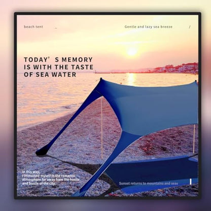 CUUPO 7×7 FT Beach Tent Sun Shelter UPF50+ UV Protection, Outdoor Small Canopy Tent Sun Shade with 2 Poles for Camping, Beach, Fishing, Backyard and Picnics Navy Blue
