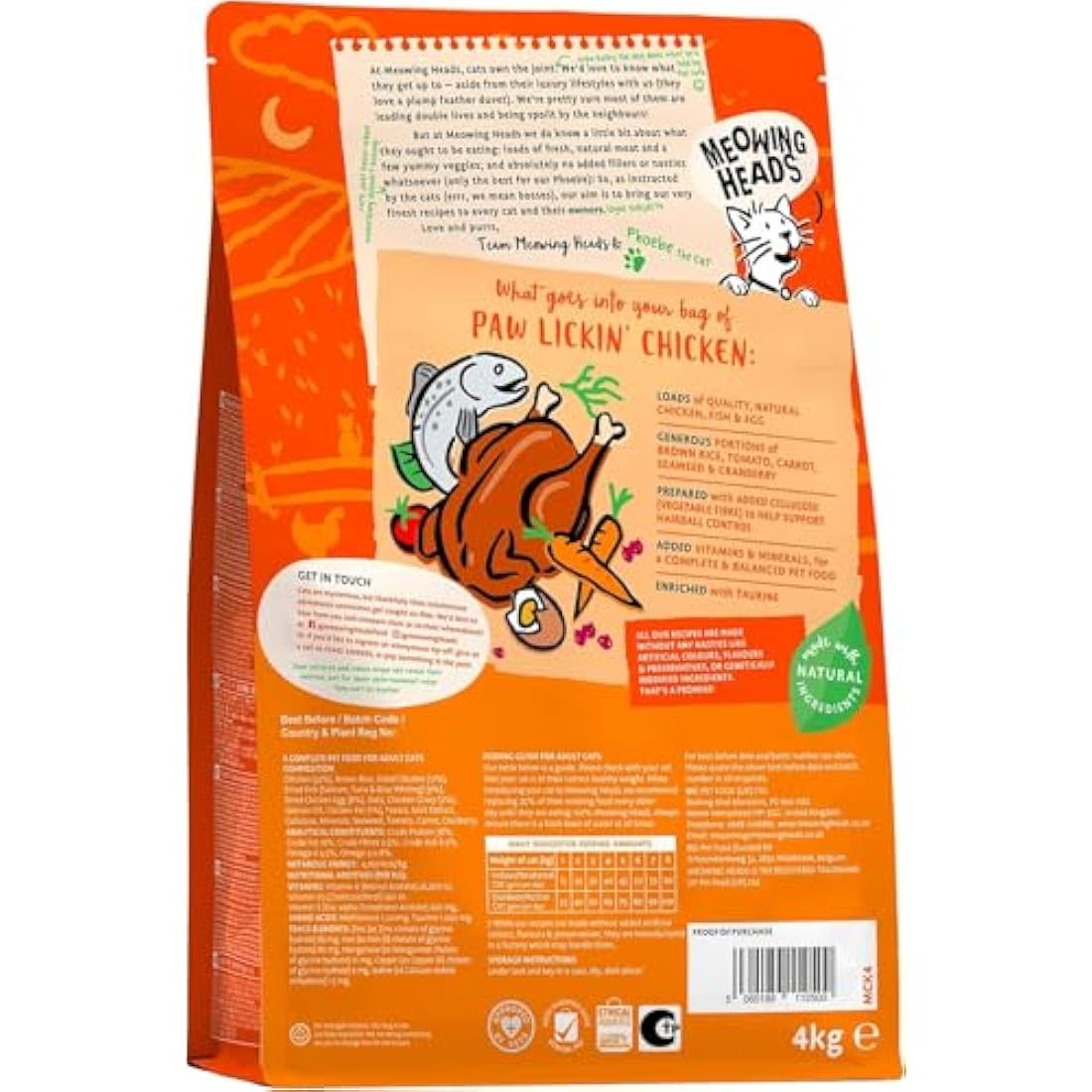 Meowing Heads Complete Dry Cat Food 4kg - Paw Lickin' Chicken - Vet Approved
