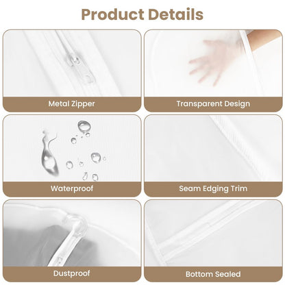 HOTUT 6 PCS Transparent Dustproof Suit Covers Set,60×100CM Garment Bags