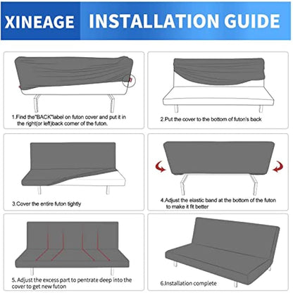 XINEAGE Velvet Futon Cover High Stretch Armless Couch Covers Spandex Fabric Sofa Bed Slipcover Anti Slip Furniture Protector with Elastic Bottom Machine Washable (Futon, White)