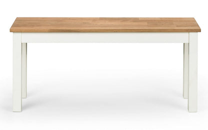 Julian Bowen Coxmoor Dining Bench for 2, Solid Oak, Ivory - H45 x W101cm