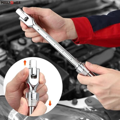 MAXPOWER Breaker Bar Telescopic, 1/2-Inch Drive Breaker Bar Extendable Flex Handle, Length Adjustment 430mm-570mm