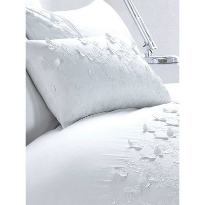 Rapport Home Luxury Embroidered Papillon Single Bedding White Duvet Cover Set