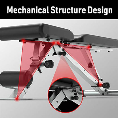 leikefitness Adjustable Weight Bench, Foldable Workout Training Bench with Automatic Locking for Upright Tilt and Flat Full Body Exercise
