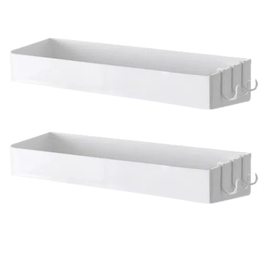 Rieoany 2-Pack No Drill Adhesive Shower Shelf, Shower Tray Wall Mount Bathroom Rack, 15.7x4.3x2.4 Inch, Maximum Load 5 kg, White, Suitable for