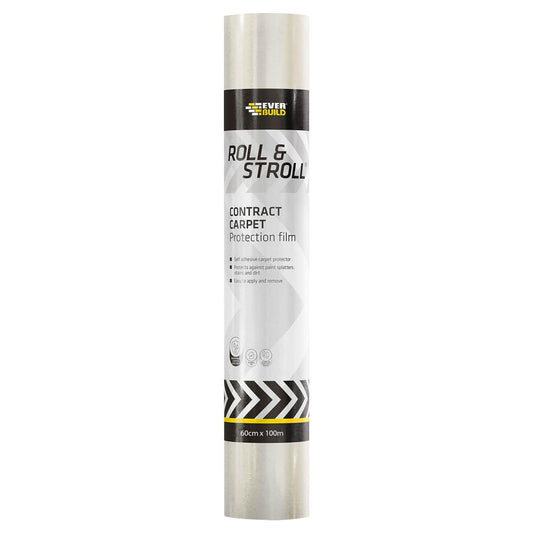 Everbuild Roll and Stroll Contract Carpet Protector ? Self-Adhesive ? Easy To Roll ? Totally Waterproof ? Clear ? 600mm x 100m