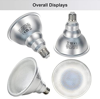 Unikcst 4X 18W PAR38 E27 LED Floodlight Bulbs PAR 38 Reflector Light 2000LM ES Cap 120° Beam Angle Warm White Replace 180W Halogen lamp