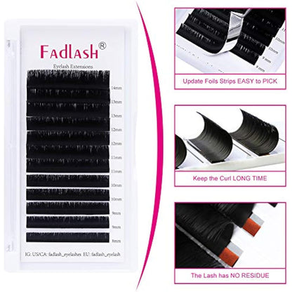 Fadlash Easy Fan Lashes D Curl 0.07 8-14mm Mixed Length Russian Lashes Natural Look Self Fanning Eye Lashes Automatic Blooming Russian Eyelashes Extensions(0.07-D-814)