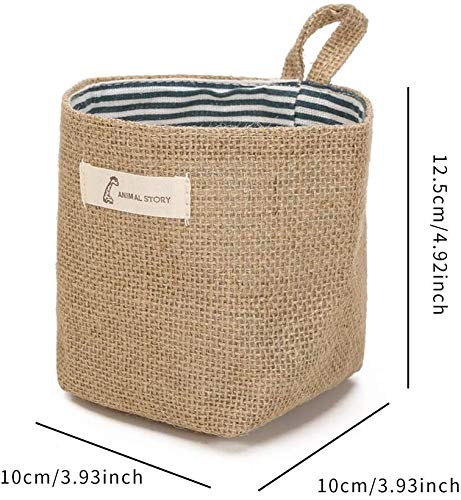 Hanging Small Storage Baskets 4pcs Cotton Linen Storage Bag with Handle