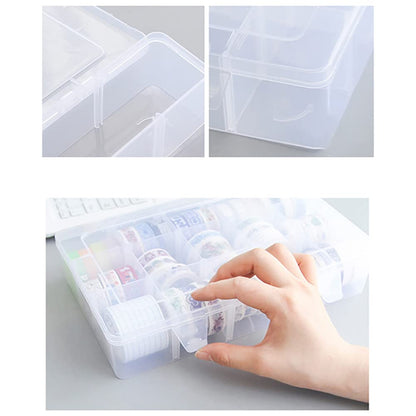 24 Grids Clear Storage Box with Compartment, Plastic Jewellery Organiser Box for Washi Tapes, Craft, Beads, Jewelry, Small Parts
