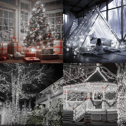 JXLEDAYY 403 FT 1000 LED String Lights Outdoor Fairy Lights Plug in Super Long Christmas Lights with Remote Timer 8 Modes for Xmas Tree Yard Outside Garden House Party Wedding Decoration-Cool White