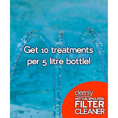 Cleenly Powerful Hot Tub Filter Cleaner Solution - for Hot Tub, Pool and Spa - Destroys, Oil, Grease, Minerals (5 Litres)