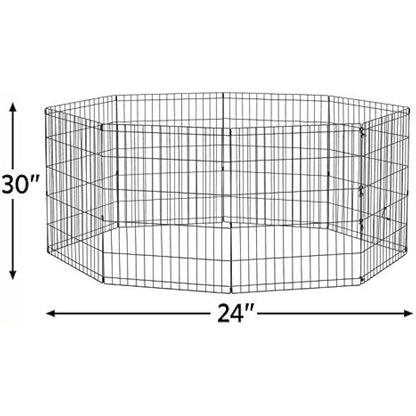 New World Folding Metal Dog Exercise Pen and Pet Playpen with No Door, Includes Grounding Stakes and Provides 1.5 Meters of Play Space, 76 cm Tall, Black E-Coated, B552-30