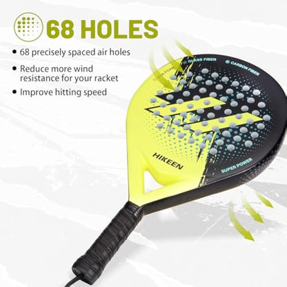 BOOSTEADY Padel Racket with Tennis Balls Adult Padel Racquet Made of Carbon Fibre Optic for Teenagers Beginners Advanced