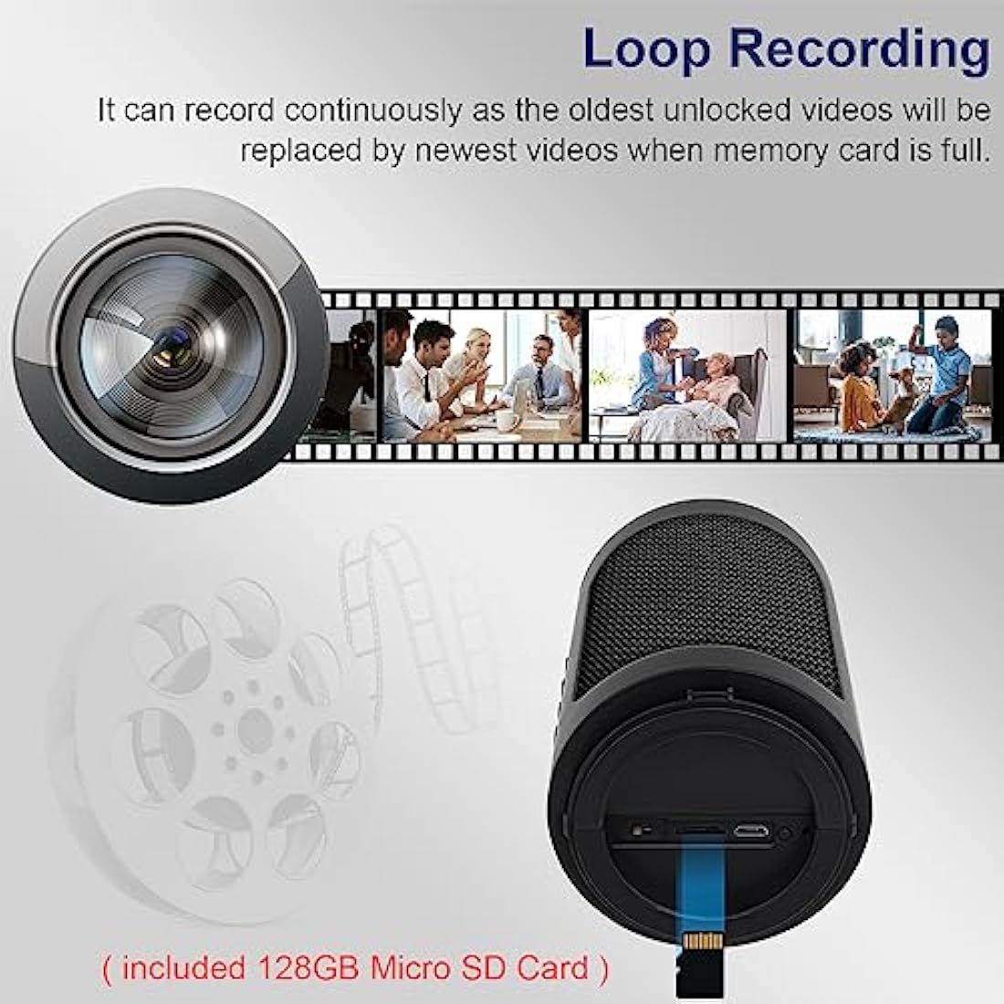 OTADUG Spy Camera Speaker, 1080P HD Mini Wireless Hidden Camera Security Surveillance Nanny Camera with Video and Audio, Motion Detection, Night Vision, 15-hour Playtime, 128 GB