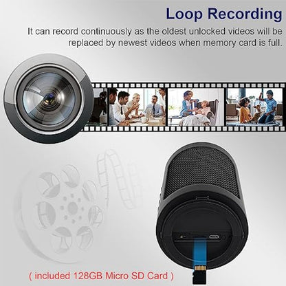 OTADUG Spy Camera Speaker, 1080P HD Mini Wireless Hidden Camera Security Surveillance Nanny Camera with Video and Audio, Motion Detection, Night Vision, 15-hour Playtime, 128 GB