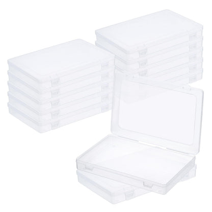 PATIKIL 9x6x1.2inch Clear Storage Box with Hinged Lid, 12Pack Plastic Stackable Rectangle Organizer Container for Beads Jewelry Small Items Art Craft