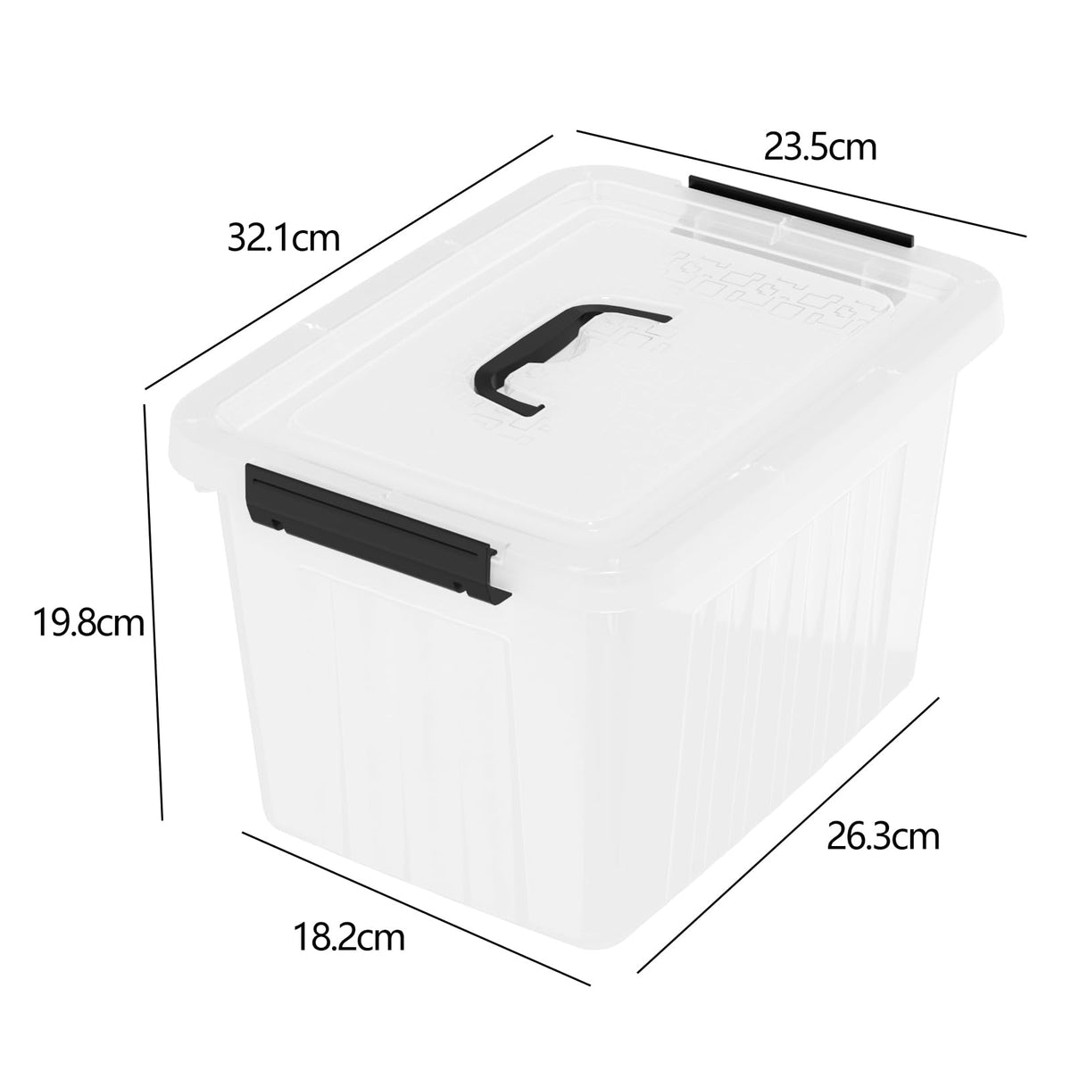 Melontray 10 L Clear Plastic Storage Box with Lid, 4 Pack Latch Storage Boxes