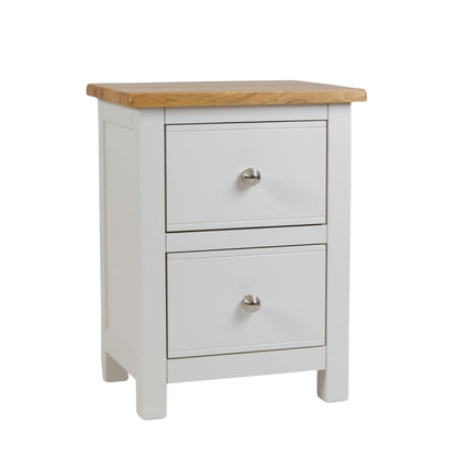 GROFurniture 100% Oak Top Bedside Cabinet Deep Drawers Fully Assembled, Painted Side Table Nightstand for Bedroom or Livingroom Solid Built Oak