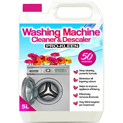Pro-Kleen Washing Machine Cleaner and Descaler - 50 Treatments - Removes Smells Caused by Mould, Mildew & Damp & Grease (1, 5 Litre)