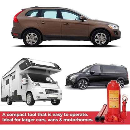 GADLANE Hydraulic Bottle Jack 2 Tonne - Powerful, Durable Alloy Steel Hydraulic Jack with 2 Tonnes Lifting Capacity (2000kg), Safety Overload Valve & Quick-Fit Handle - For Small Cars/Vans - 2 Tonne