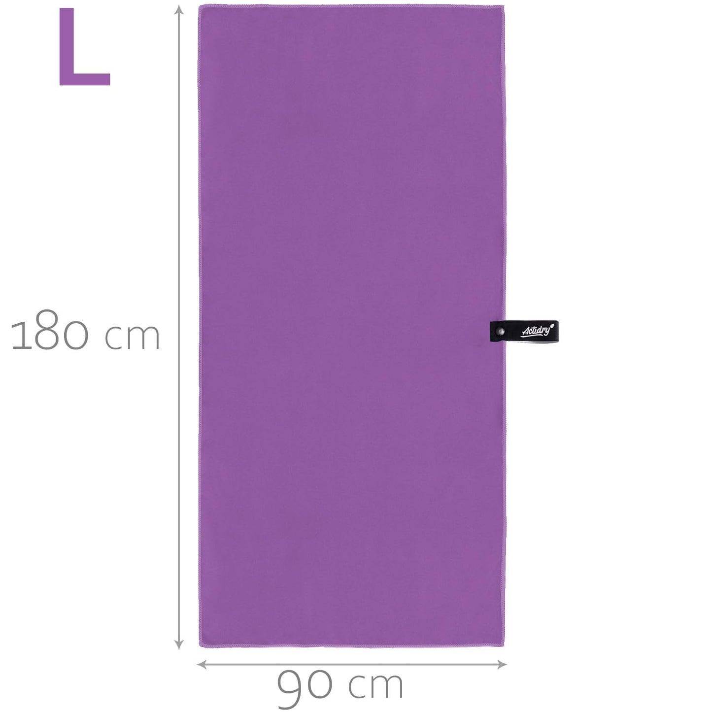 Actidry Oversized Microfiber Towel L (90x180 cm) - Sand Repellent, Lightweight for Travel, Pool, Yoga - Violet