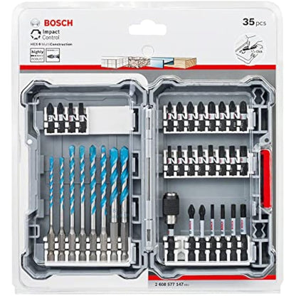 Bosch Professional 35 pieces MultiConstruction Drill Bit & Impact Control Screwdriver Bit Set (Pick and Click, HEX-9, Accessories for Impact Drivers)