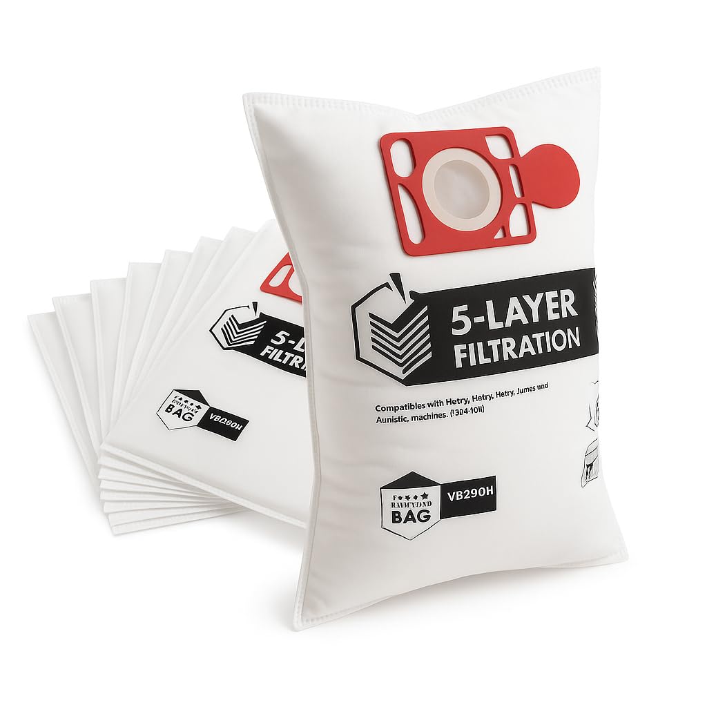 Henry Hoover Bags Pack of 10, provides 5-Layer Filtration for Henry, Hetty, Harry, James ? Compatible with Numatic NVM-1CH ? Extra Strong Microfibre