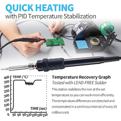 YIHUA 926LED IV 60W Digital Soldering Iron Station Kit w Temperature Stabilization for Soldering & Desoldering w Helping Hands 5 Soldering Iron Tips Lead-Free Solder Solder Sucker UK Plug (Silver)