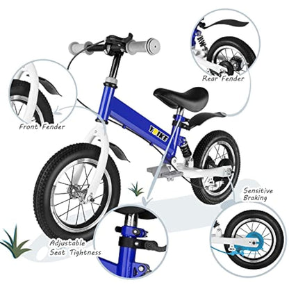 YBIKE 2 in 1 Balance Bike, 12 14 Inch Kids Bike, Suitable for 2-7 Years Old, Kids' Balance Bike with Pedal, Shock Absorber, Fenders, Brakes, 4 Colors Training Bike