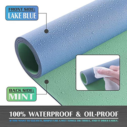 K KNODEL Large Office Leather Desk Mat, Mouse and Keyboard Pad, Computer and Laptop Mat, Desktop Protector and Cover, Writing Pad and Blotter (80x40cm, Lake Blue)