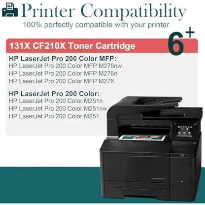 HenceBuy CF210X 131X Toner Cartridges Compatible for HP 131X CF210X CF210A 131A for HP LaserJet Pro 200 color MFP M276nw M276n M251n M251nw Black Cyan Magenta Yellow (4-Pack)