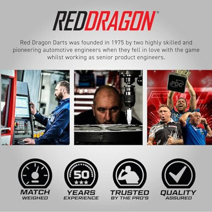 RED DRAGON Pegasus Professional Tungsten Steeltip Darts Set Available in 21, 23, 24, 25, 26, 28, 30 Gram with Flights, Stems (Shafts) and Wallet